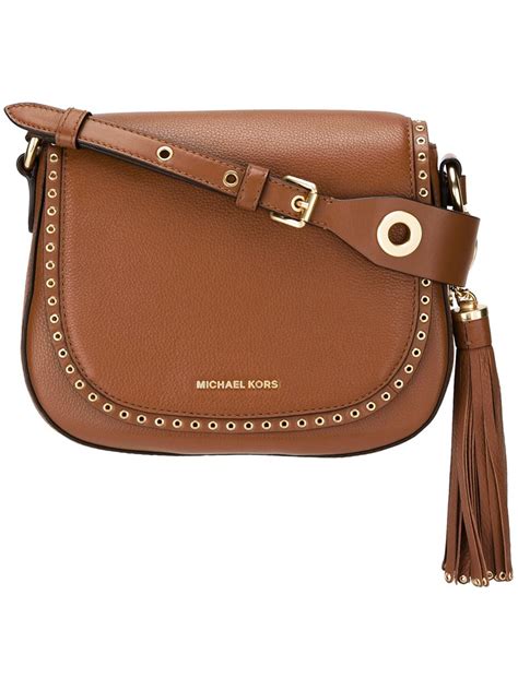 Michael Kors Brooklyn Medium Saddle Crossbody Leather And 